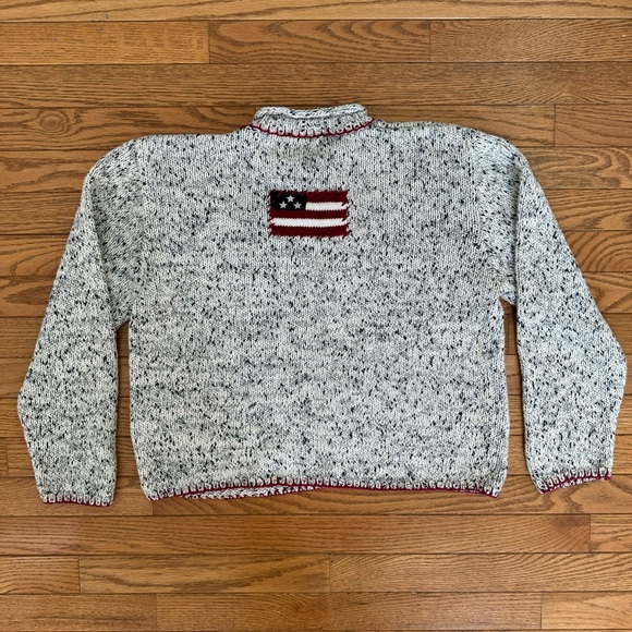 Christopher & Banks Navy and White Crewneck Sweater with American Flags - Picture 4 of 5